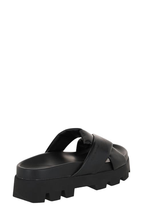 Ferragamo Braided Leather Air Lug Slides In Black