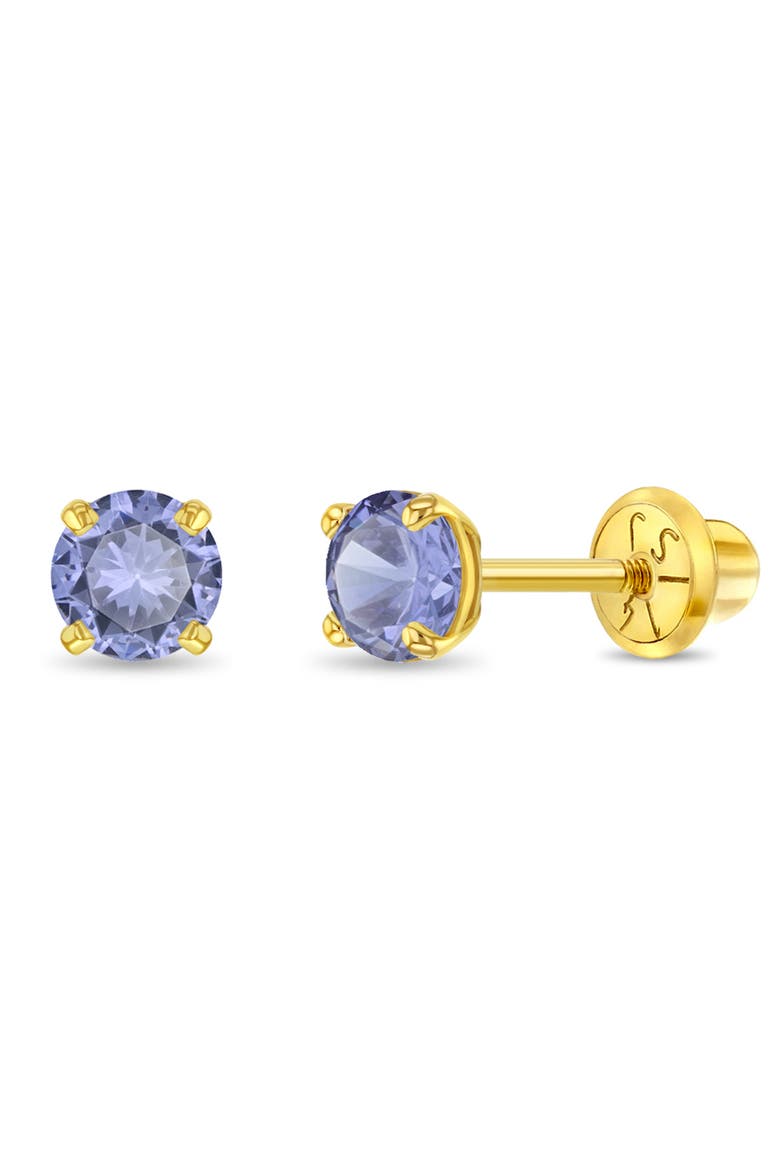 14k Pronged Simulated Birthstone Earrings, Main, color, June