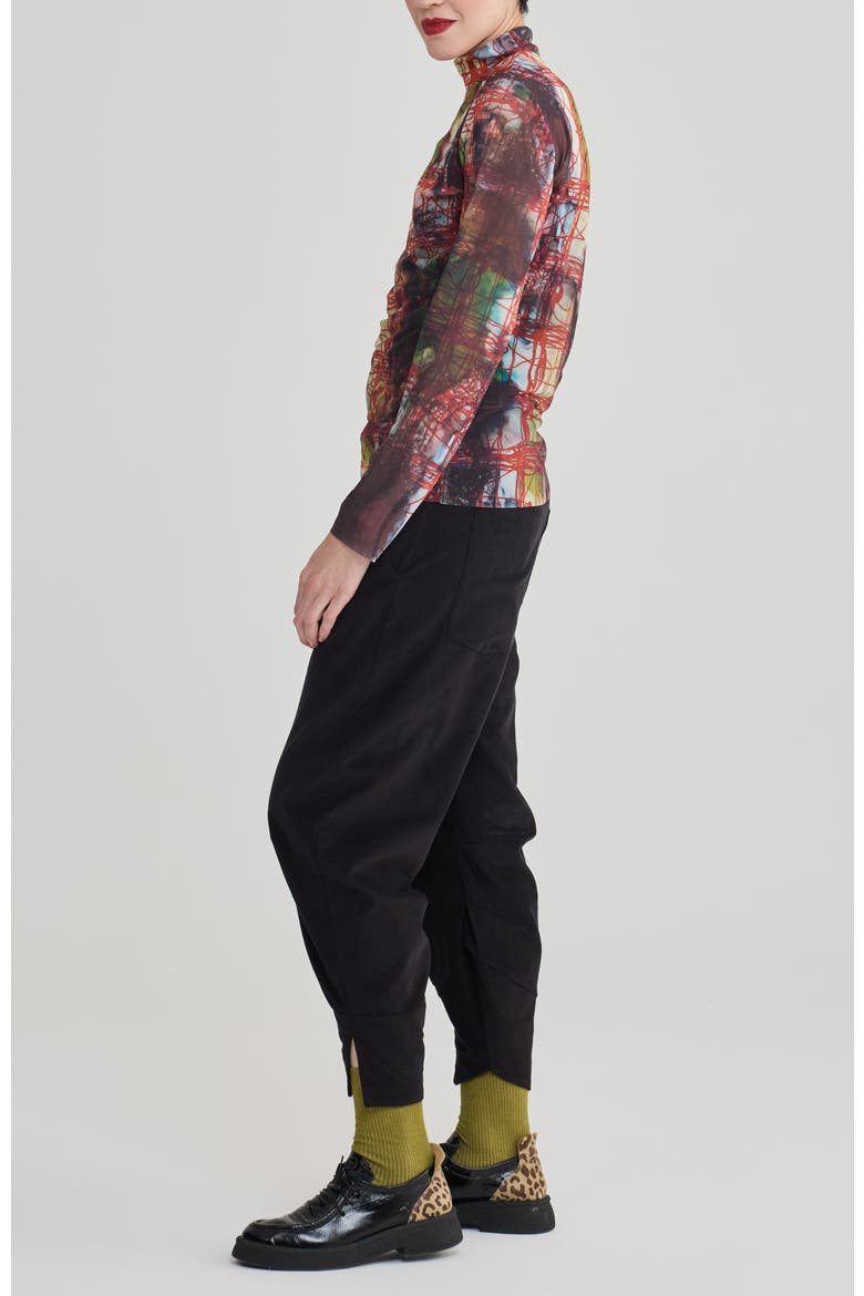 Ines Printed Mesh Top, Alternate, color, Multi-Brown