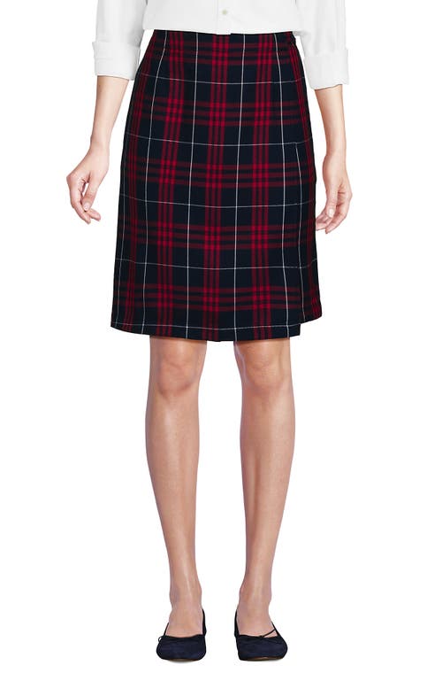 Lands' End School Uniform Plaid A Line Tab Skort Top Of Knee In Multi
