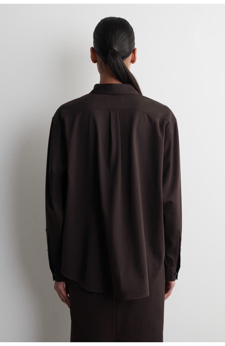 COS Pima Cotton-Jersey Shirt, Alternate, color, Dark Brown