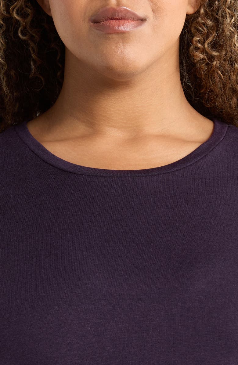 Eileen Fisher Cozy Brushed Terry Crewneck Top, Alternate, color, Aubergine