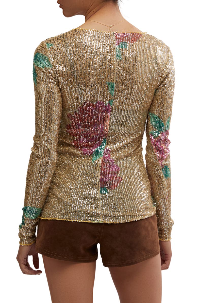 Free People Gold Rush Sequin Top, Alternate, color, Champagne Combo