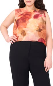 Halogen® Romantic Roses Chiffon Shell