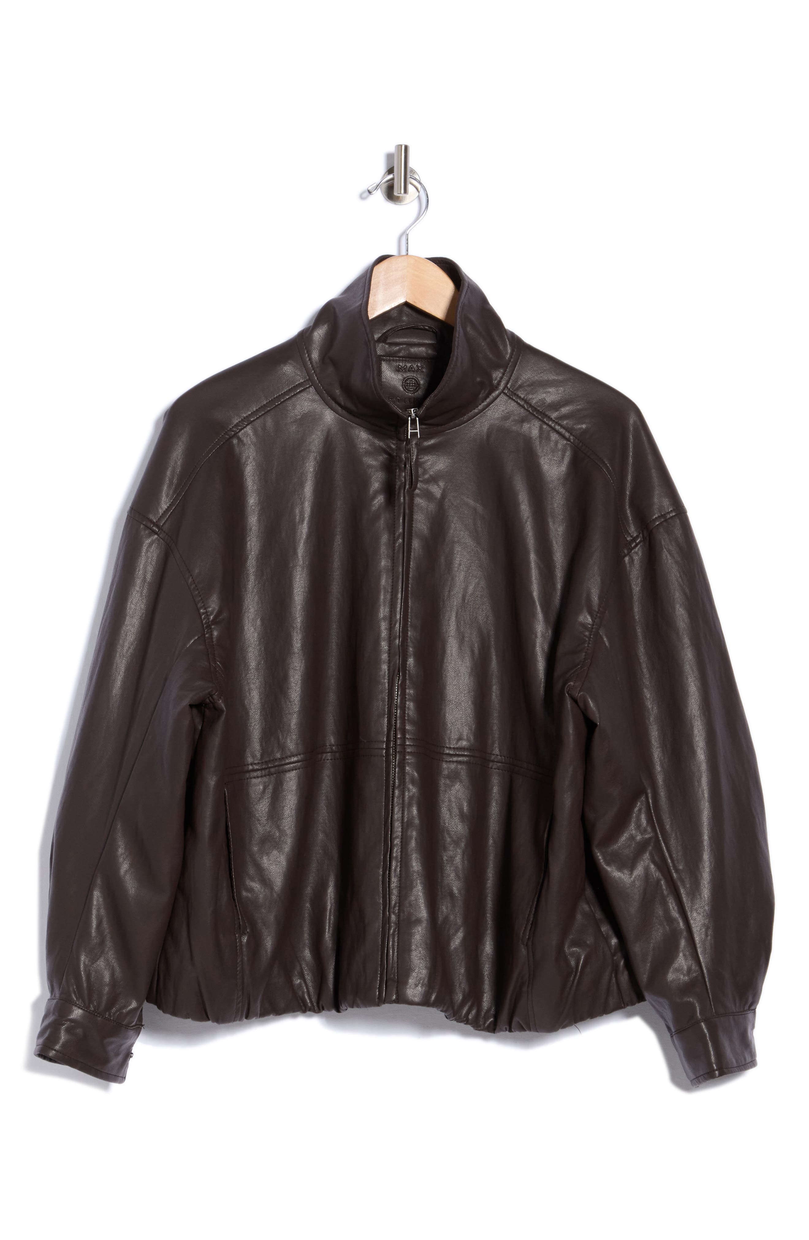 Faux Leather Bomber Jacket