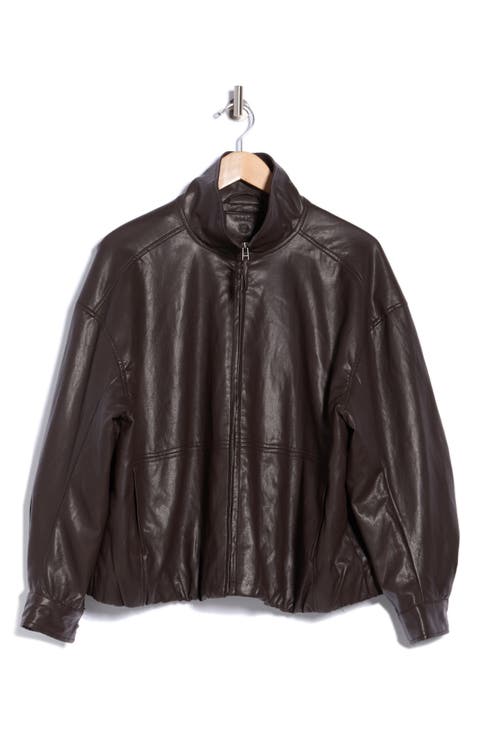 Faux Leather Bomber Jacket