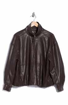Faux Leather Bomber Jacket
