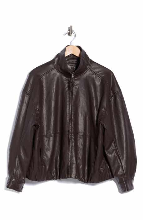 Faux Leather Bomber Jacket