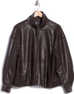 MAX STUDIO Faux Leather Bomber Jacket