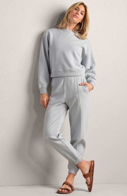 Rhone Signature Crewneck Cotton Blend Rib Sweatshirt In Gray