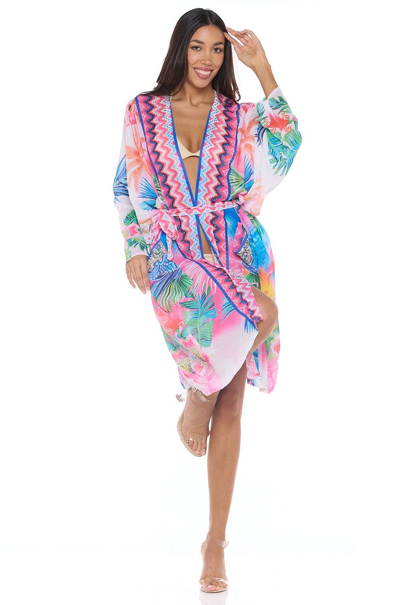 RANEES Flamingo Pocket Cover-Up Duster, Alternate, color, Blue
