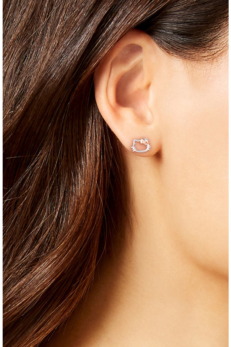 Sterling Silver Hello Kitty Stud Earrings, Alternate, color, STERLING SILVER
