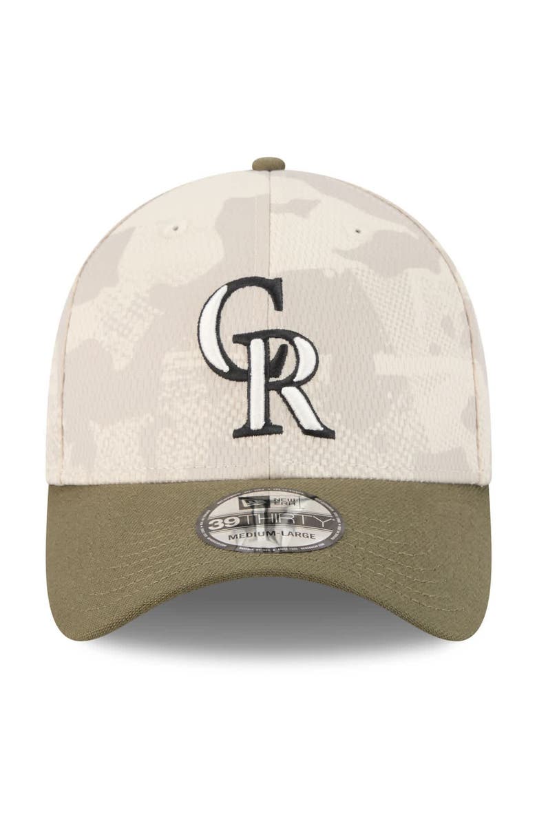 New Era Men's New Era Light Beige/Olive Colorado Rockies 2025 Armed Forces Day 39THIRTY Flex Hat, Alternate, color, Light Beige