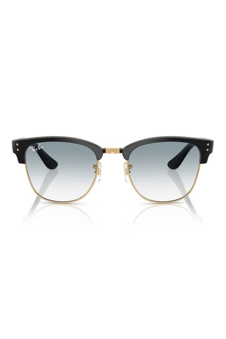 51mm Gradient Square Sunglasses, Main, color, BLACK ON GOLD / CLEAR BLUE
