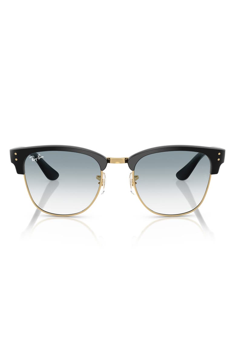 Ray-Ban 51mm Gradient Square Sunglasses, Main, color, Black On Gold / Clear Blue