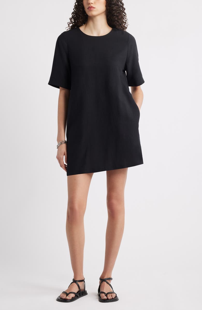 Nordstrom Short Sleeve Shift Dress, Main, color, Black