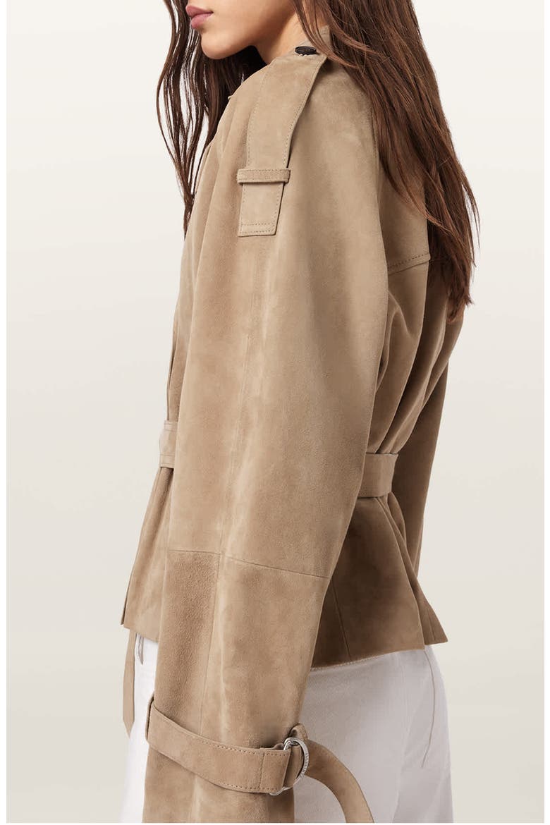 Reed Suede Trench Jacket, Alternate, color, TAUPE BROWN