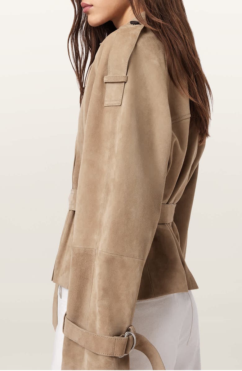 AllSaints Reed Suede Trench Jacket, Alternate, color, Taupe Brown