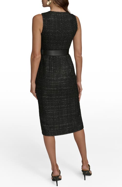 Donna Karan New York Tweed Sheath Midi Dress In Black