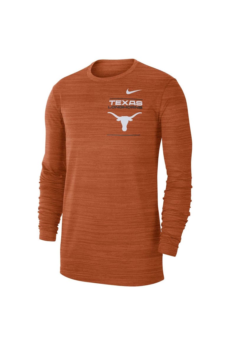 Men's Nike Texas Orange Texas Longhorns 2021 Sideline Velocity Performance Long Sleeve T-Shirt, Alternate, color, Burnt Orange