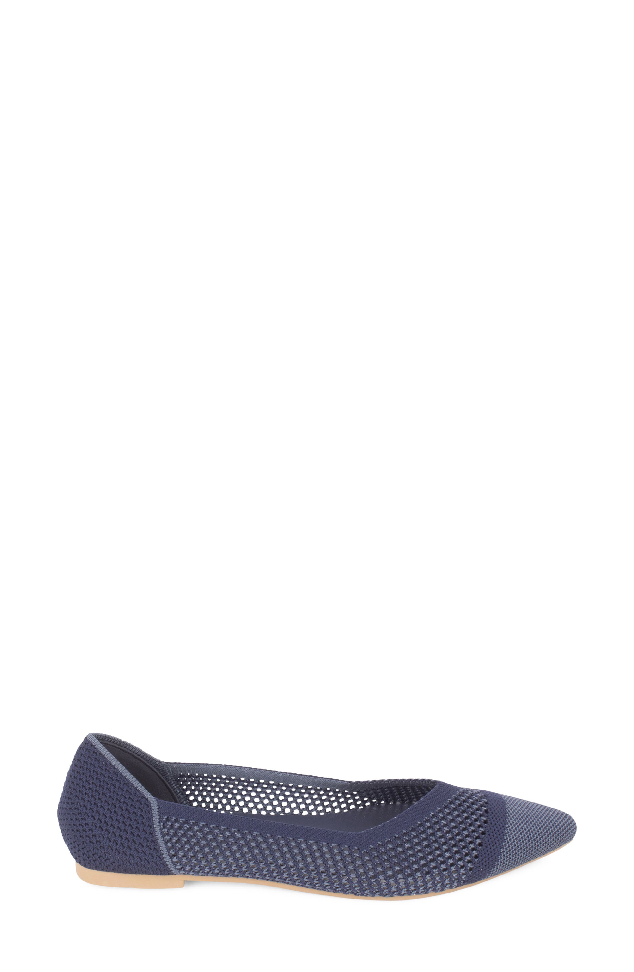 Antigua Knit Pointed Toe Flat, Alternate, color, DENIM