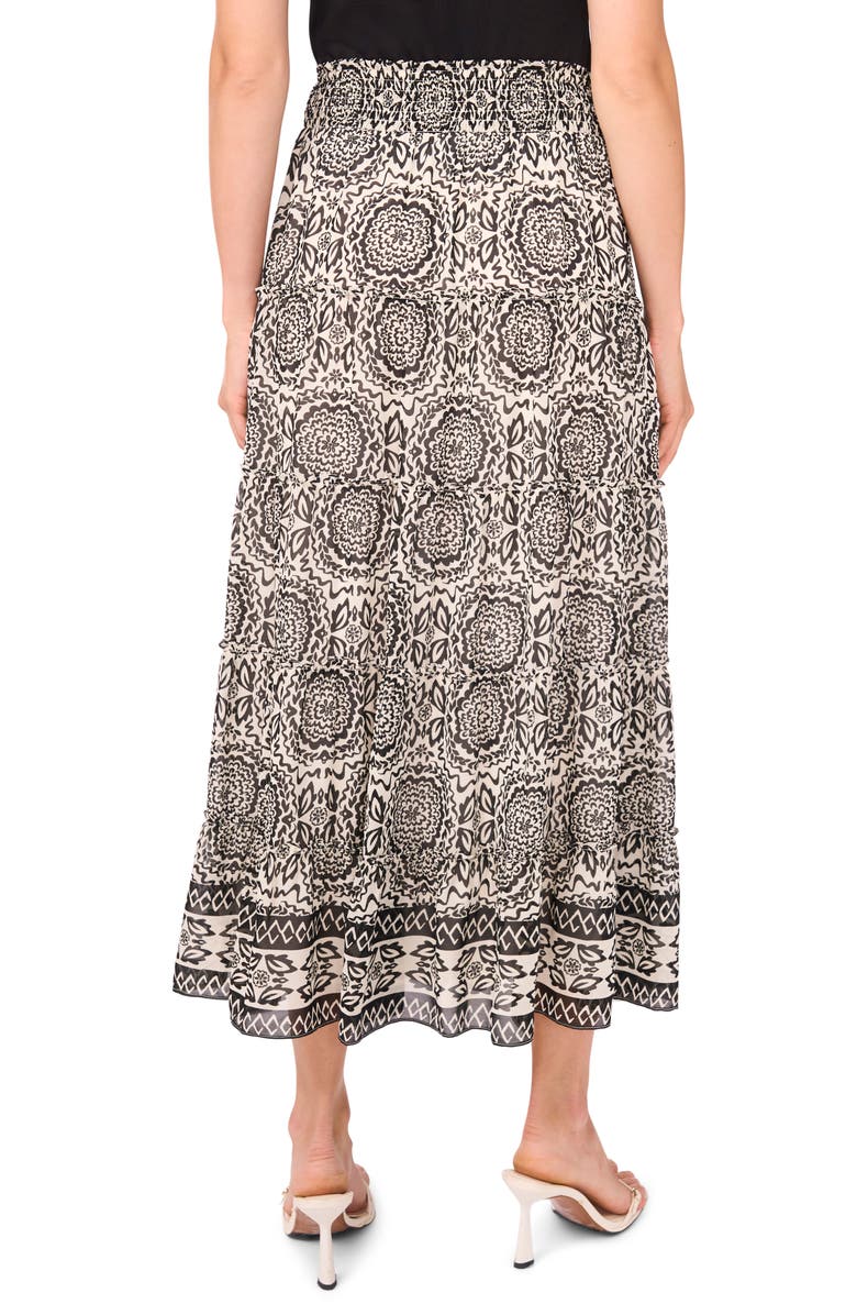 Halogen<sup>®</sup> Tiered Smocked Midi Skirt, Alternate, color, Rich Black Print