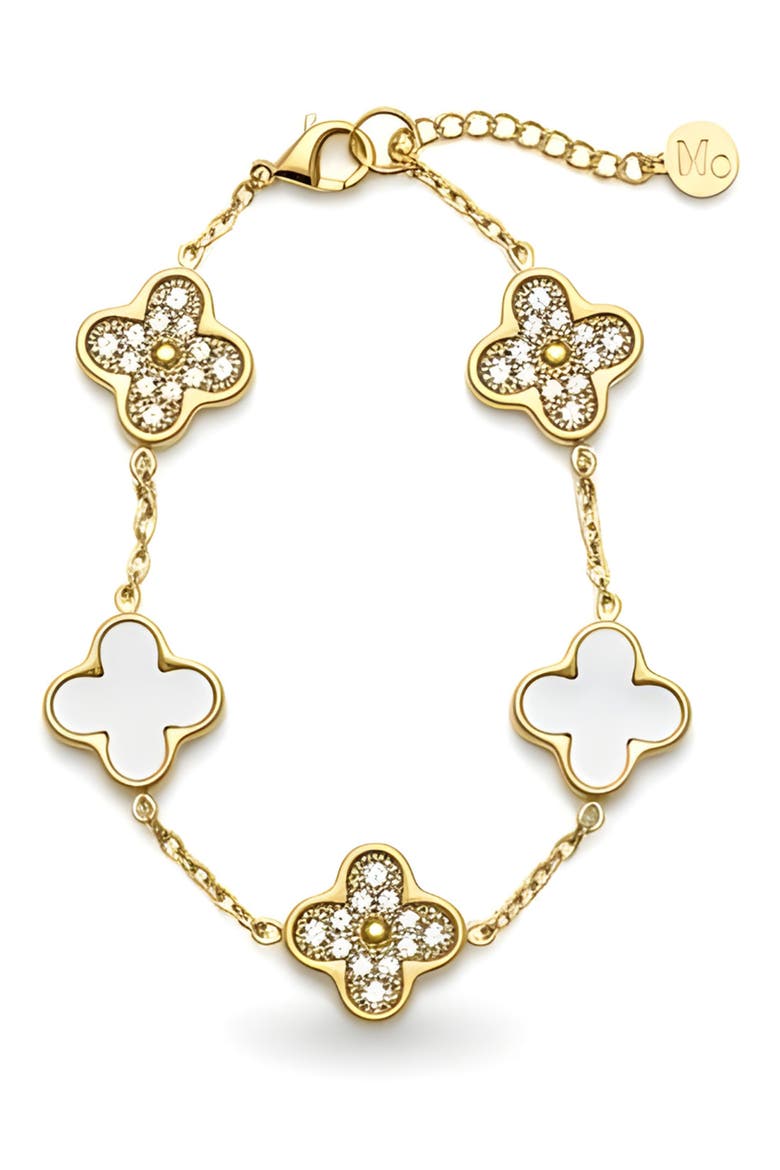Clover Station Bracelet, Main, color, GOLD