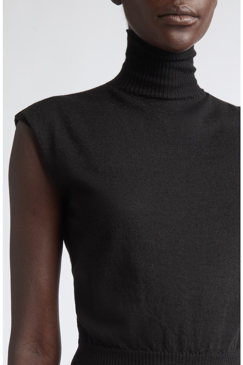 Cap Sleeve Wool Turtleneck Sweater, Alternate, color, BLACK