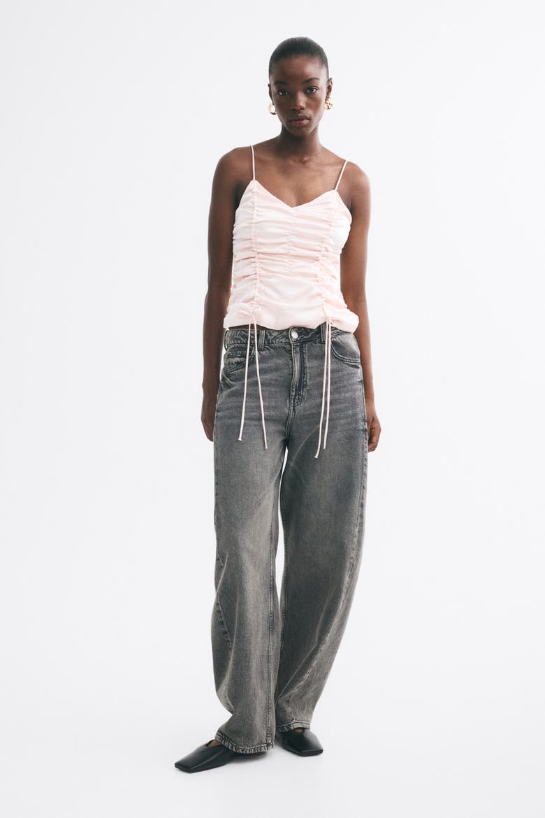 Ruched Satin Top, Alternate, color, Light pink