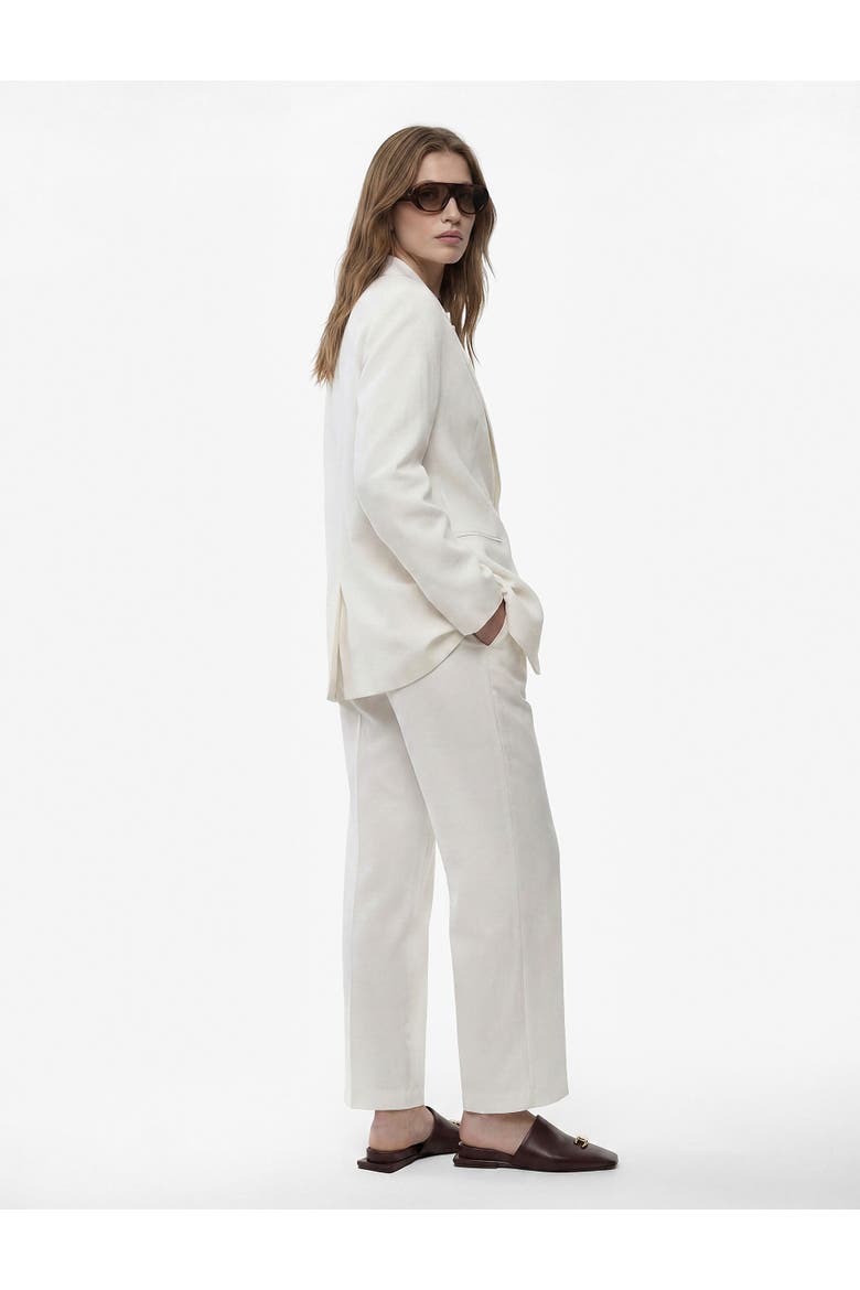 Mid Rise Linen Blend Wide Leg Trousers, Alternate, color, WHITE