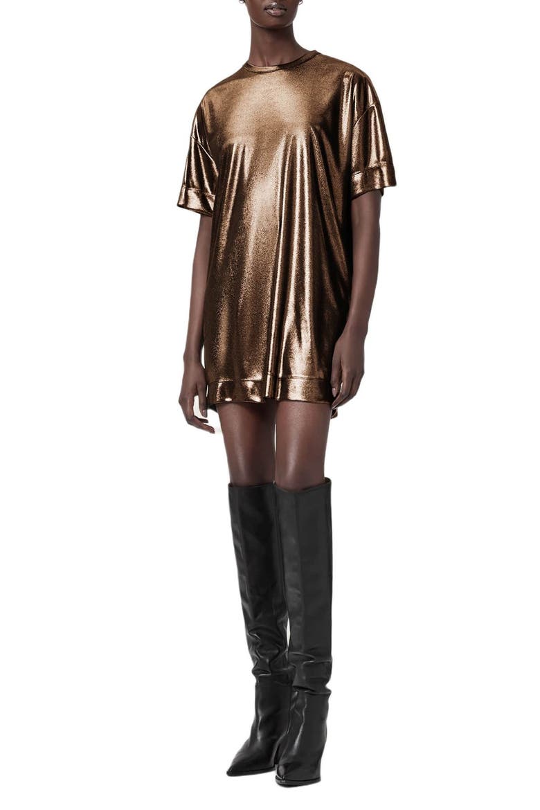 Sparkle T-Shirt Minidress, Main, color, BRONZE