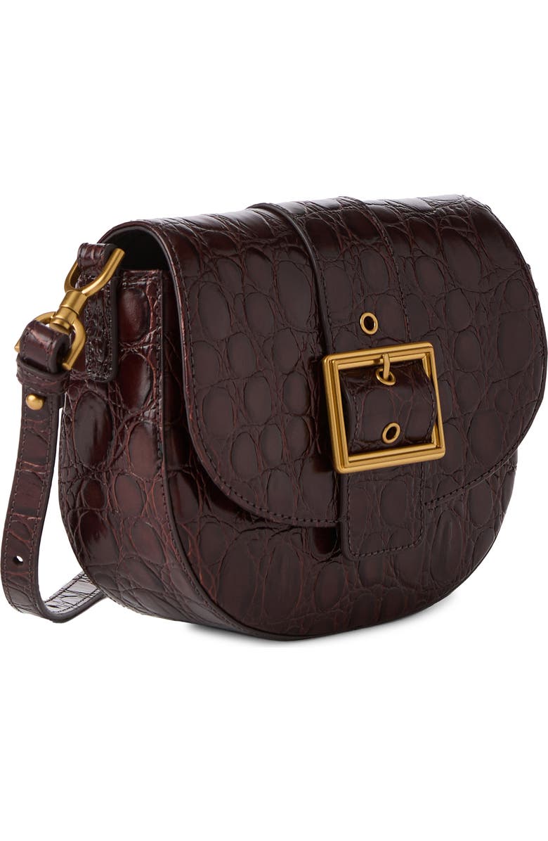 Brahmin Briar Croc Embossed Leather Saddle Bag, Alternate, color,