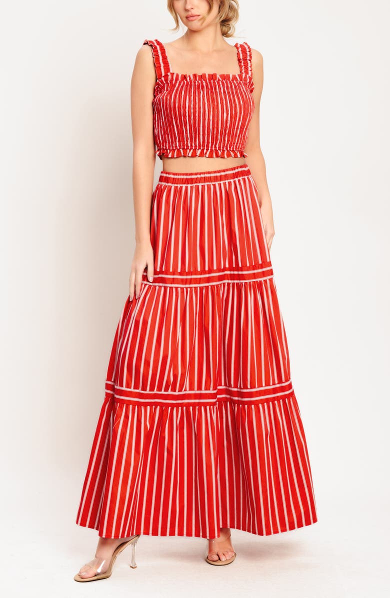 FLYING TOMATO Stripe Smocked Crop Top, Alternate, color,