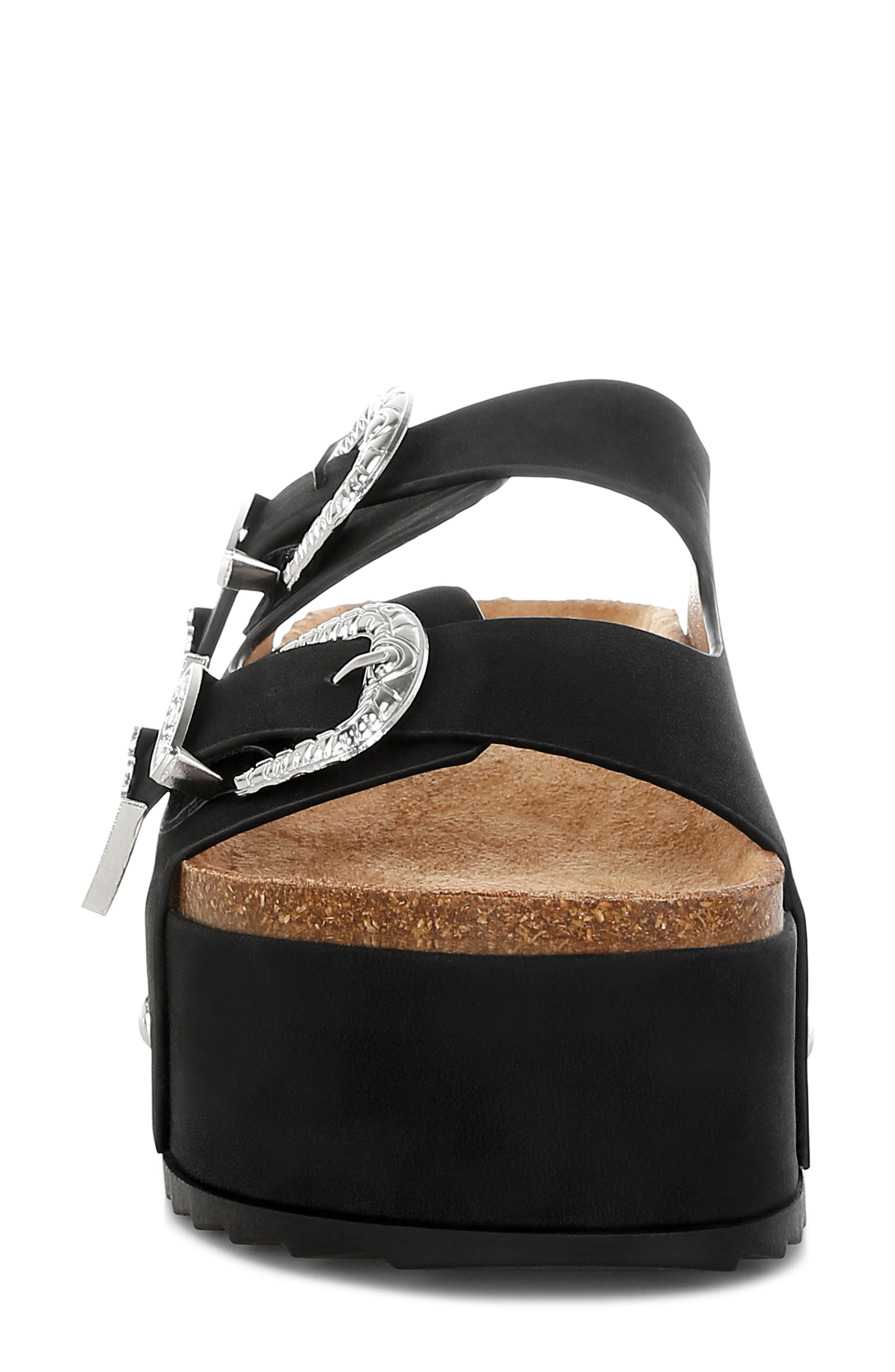 Zaphod Faux Leather Platform Slide Sandal, Alternate, color, BLACK