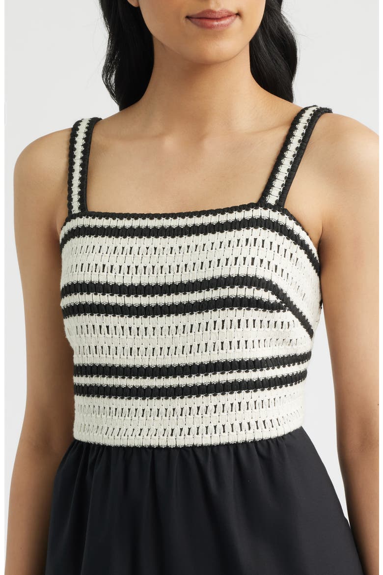 Crochet Embroidered Midi Sundress, Alternate, color, NAT BLACK
