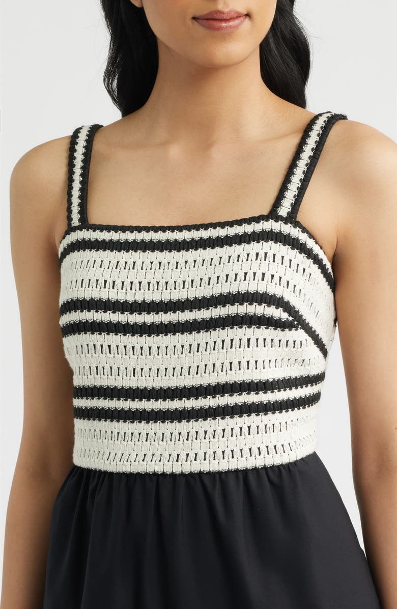 Eliza J Crochet Embroidered Midi Sundress, Alternate, color, Nat Black
