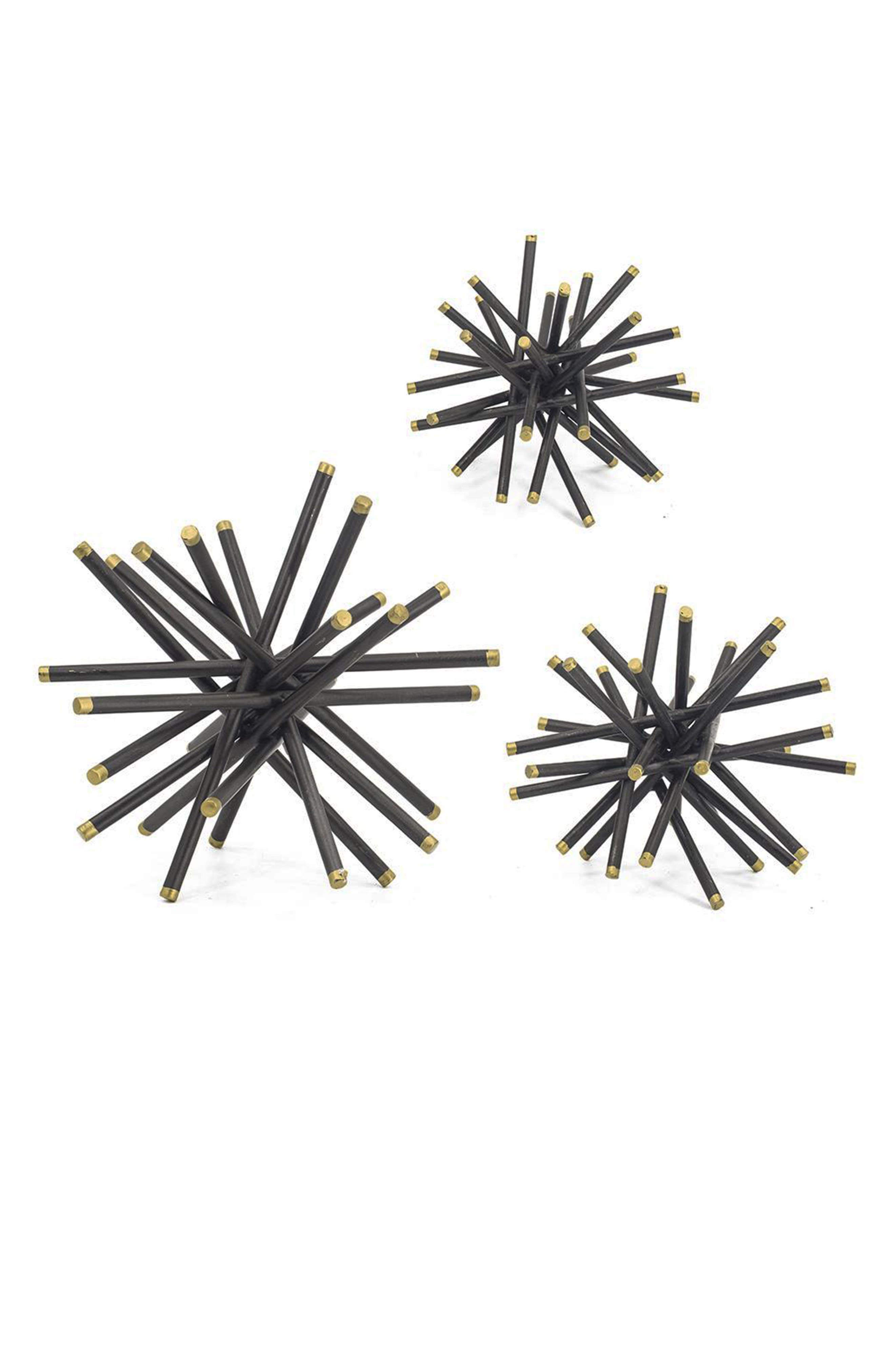 A & B Home Set of 3 Black Caper Metal Accent Statues