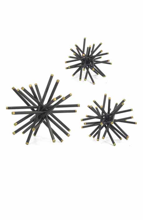 A & B Home Set of 3 Black Caper Metal Accent Statues