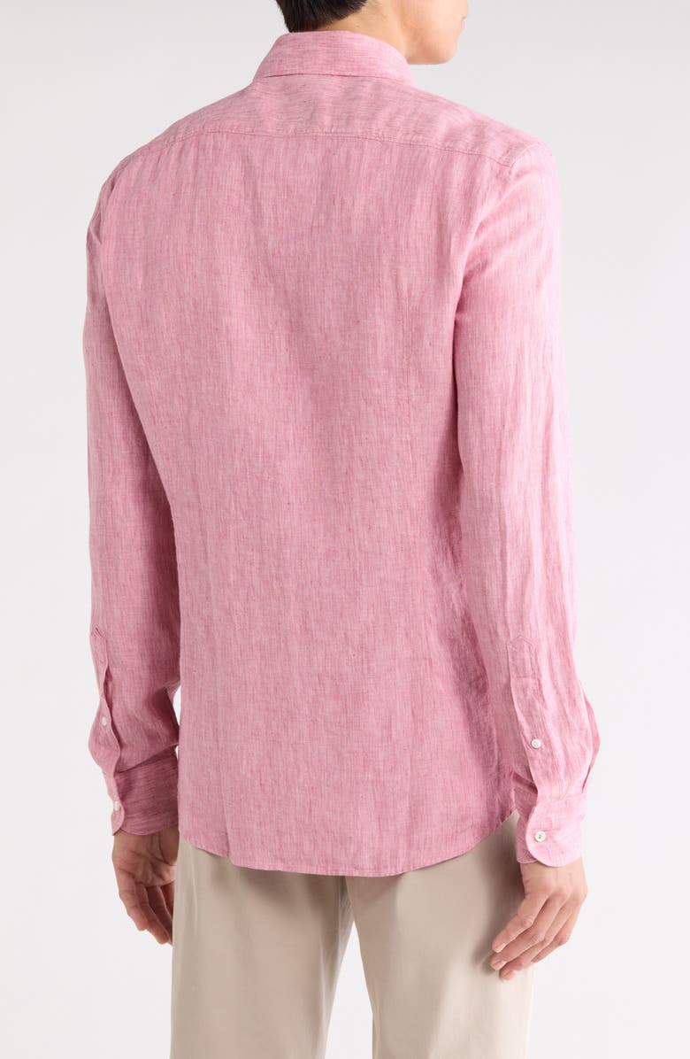 BOSS Hays Kent Slim Fit Linen Dress Shirt, Alternate, color, Medium Pink