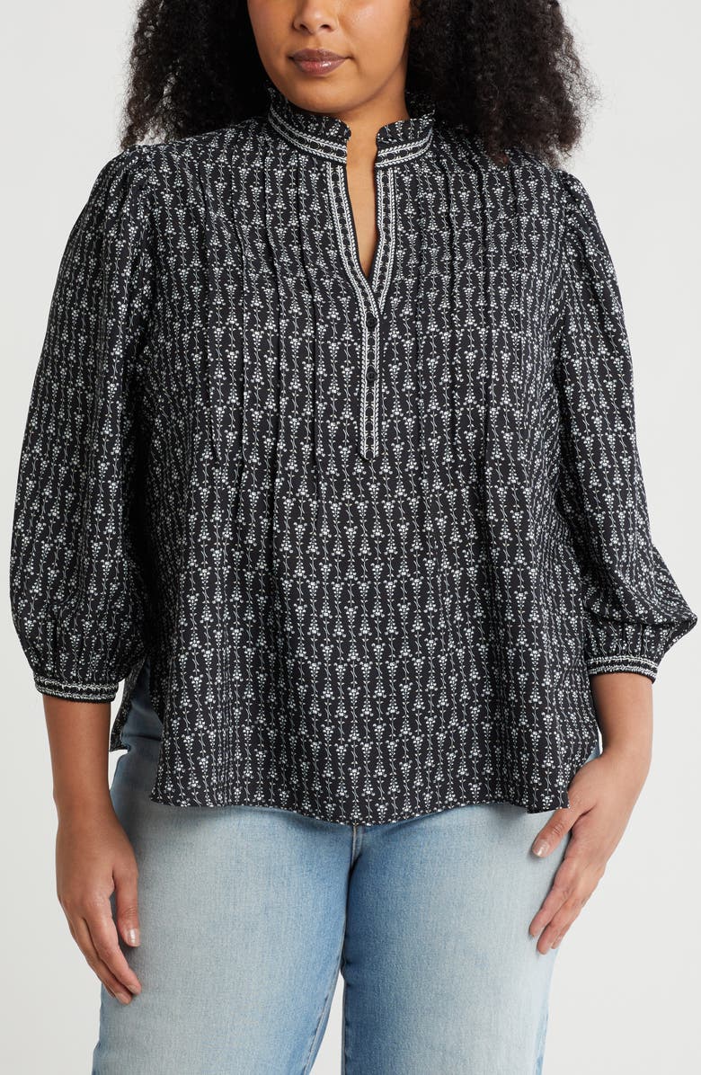 MAX STUDIO Split Neck Long Sleeve Top, Main, color,