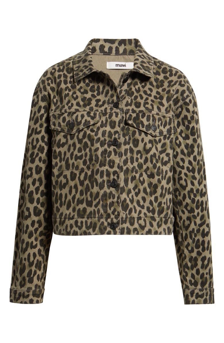 Mavi Jeans Leopard Print Denim Jacket, Alternate, color, Green Leopard Denim