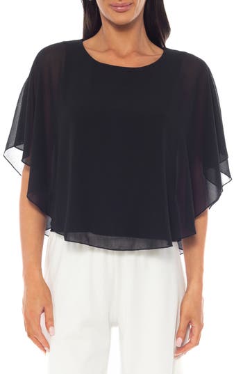 Tash And Sophie Elbow-length Sleeve Top In Black