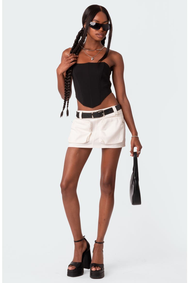 Belted Low Rise Cargo Miniskirt, Alternate, color, WHITE