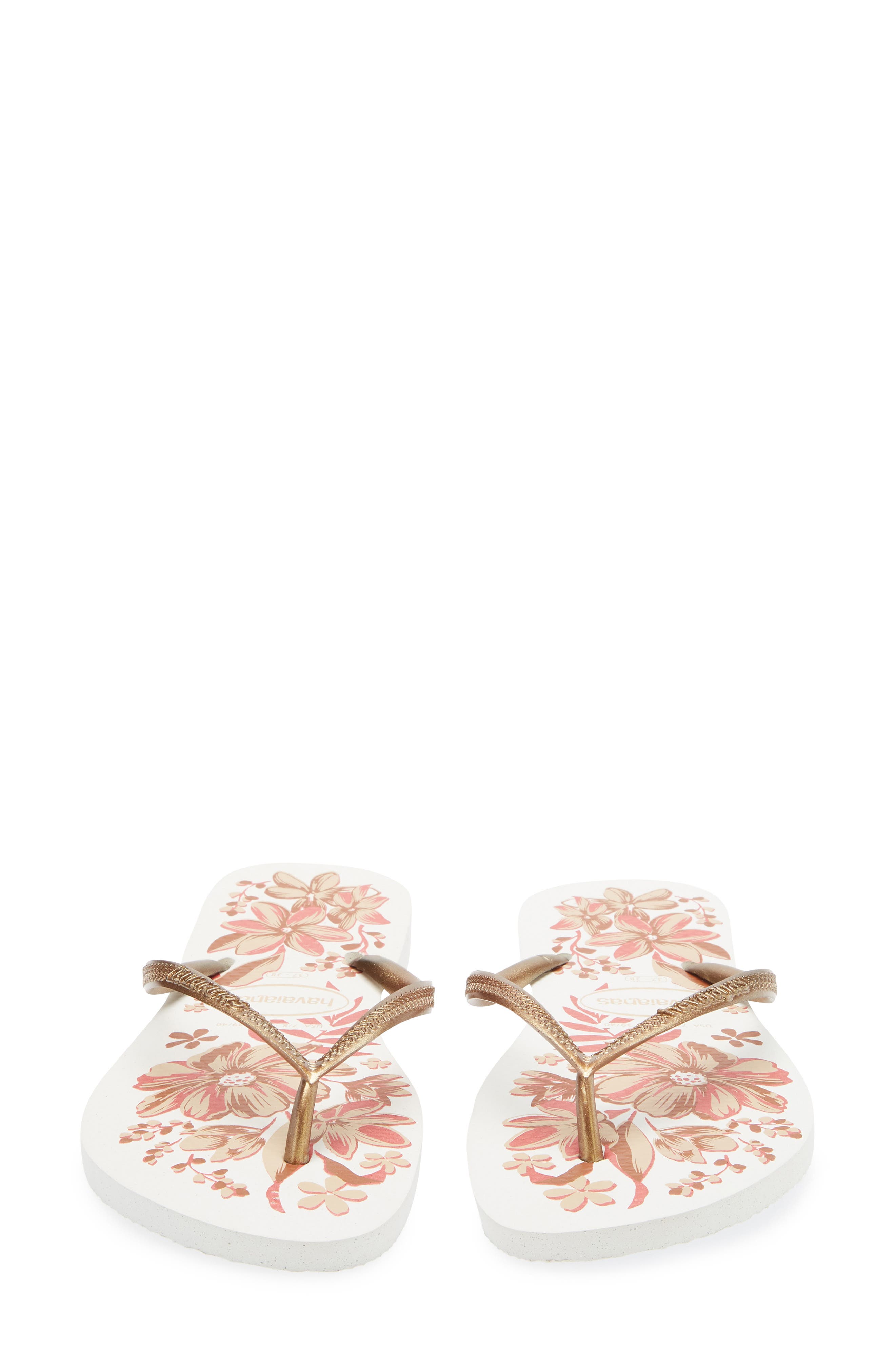 Havaianas Slim Flip Flop, Alternate, color, White/ Golden