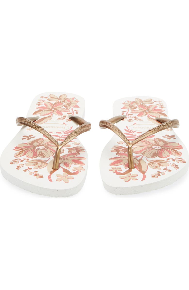 Havaianas Slim Flip Flop, Alternate, color, White/ Golden