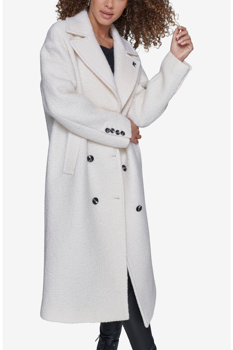 Textured Double Breasted Coat, Alternate, color, WHITE