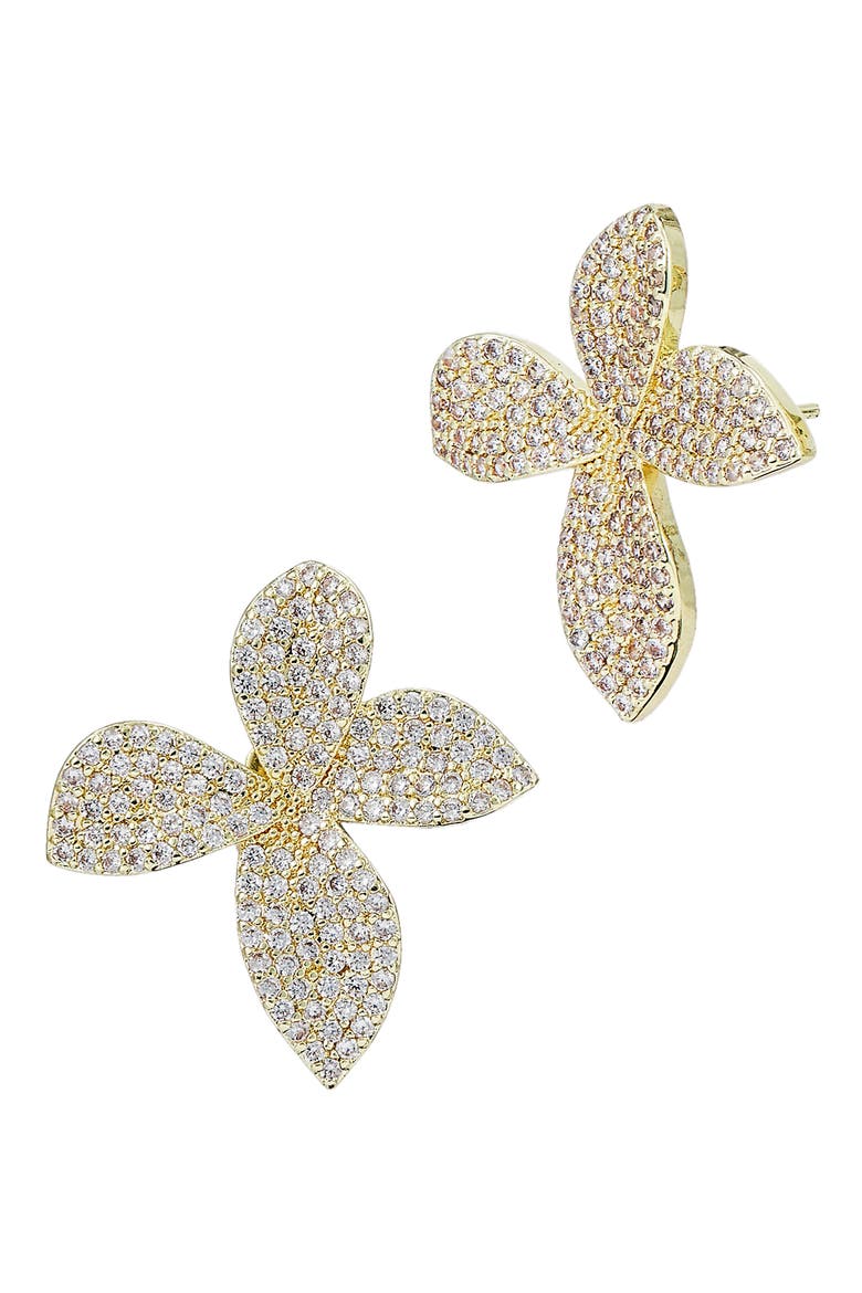 Large Prime Rose Pavé Stud Earrings, Main, color, YELLOW