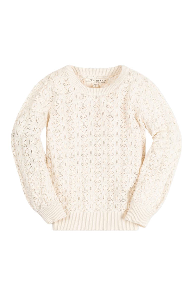 Hope & Henry Girls' Balloon Sleeve Pointelle Sweater, Kids, Main, color, 