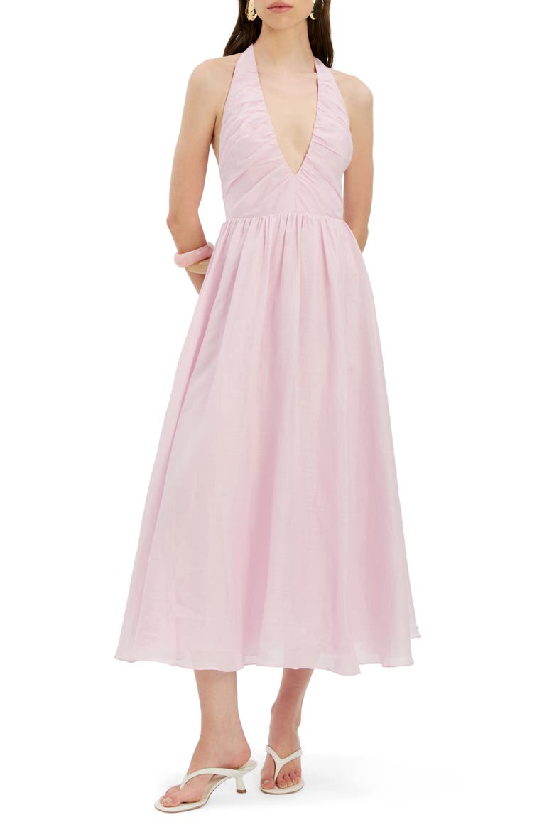Dorota Halter Fit & Flare Midi Dress, Main, color, BLISS PINK