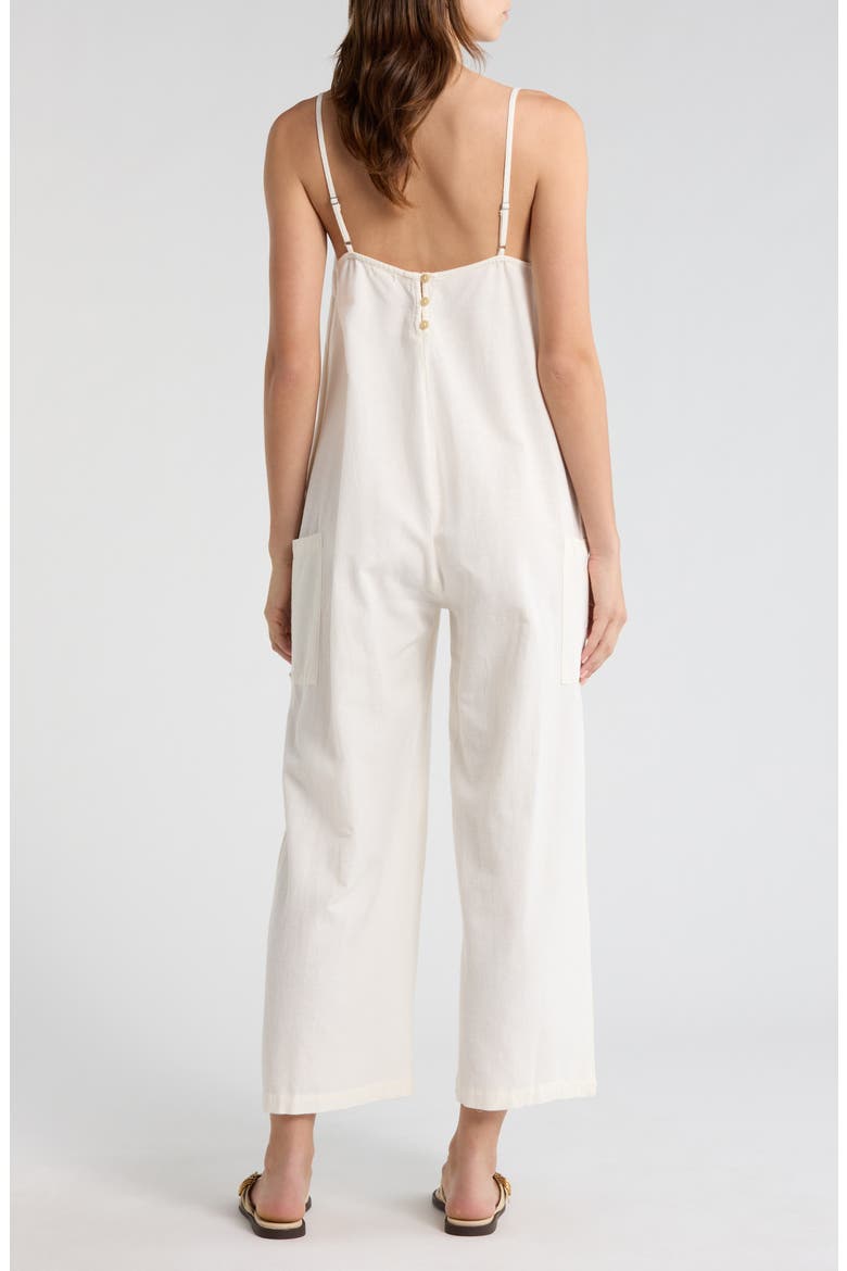 Day to Day Cotton & Linen Blend Romper, Alternate, color, SALT CRYSTAL
